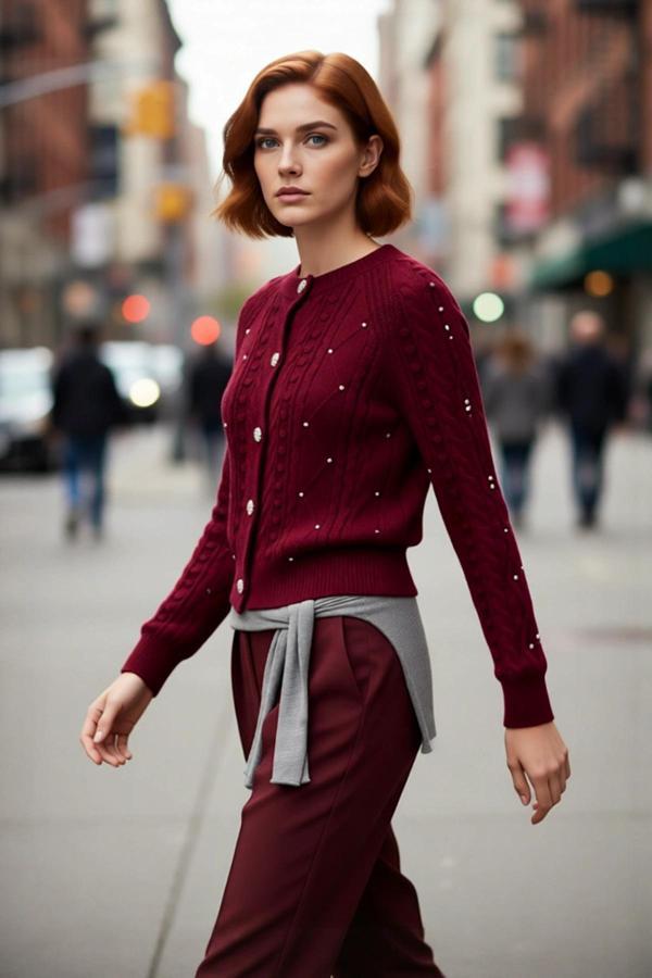 Kadınlar İçin Çift Taraflı Fitilli Saç Örgü Crop Triko Hırka Kışlık Şık Ve Rahat Giyim Kaliteli - Image 1