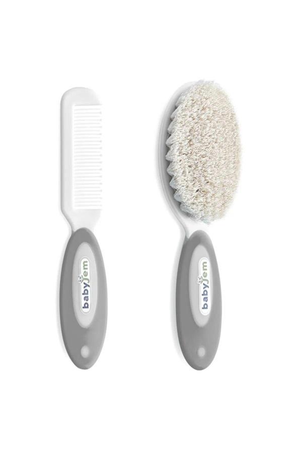 BabyJem Doğal Kıl Fırça Tarak Seti 519 Gri - Image 1