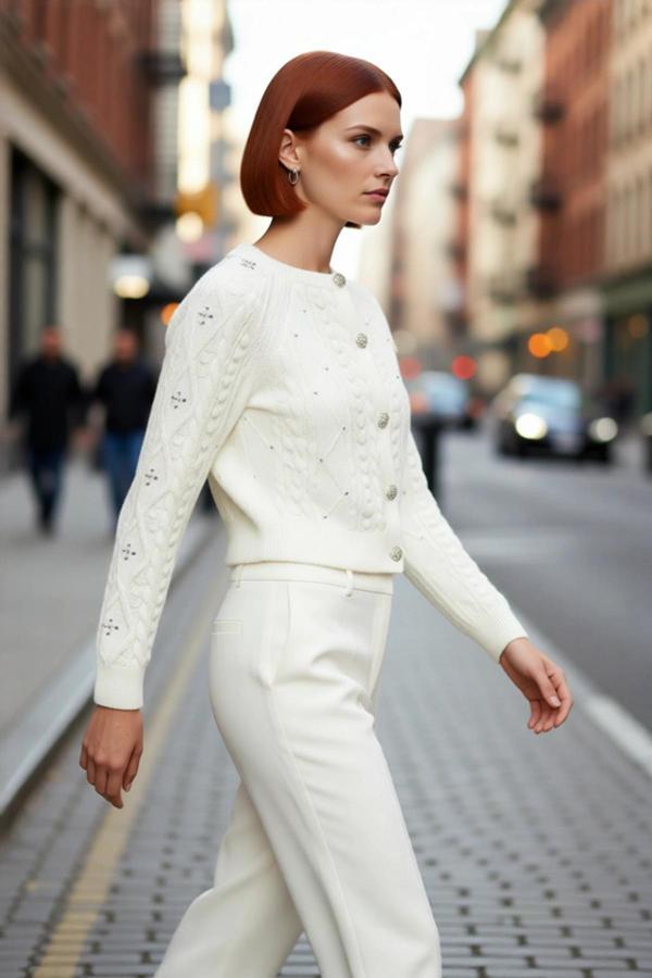 Kadınlar İçin Çift Taraflı Fitilli Saç Örgü Crop Triko Hırka Kışlık Şık Ve Rahat Giyim Kaliteli - Image 1