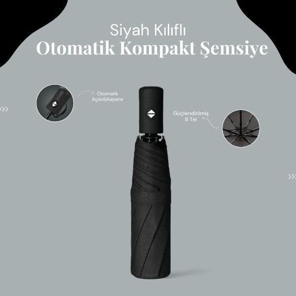 Siyah Kılıflı Otomatik Kompakt Şemsiye  - Image 1
