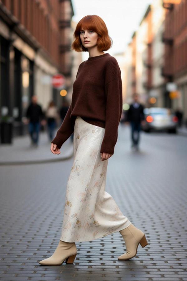 Kadın Oversize Kesim Bisiklet Yaka Düşük Kollu Triko Kazak Günlük Şıklık ve Konfor Sunar Kaliteli - Image 1