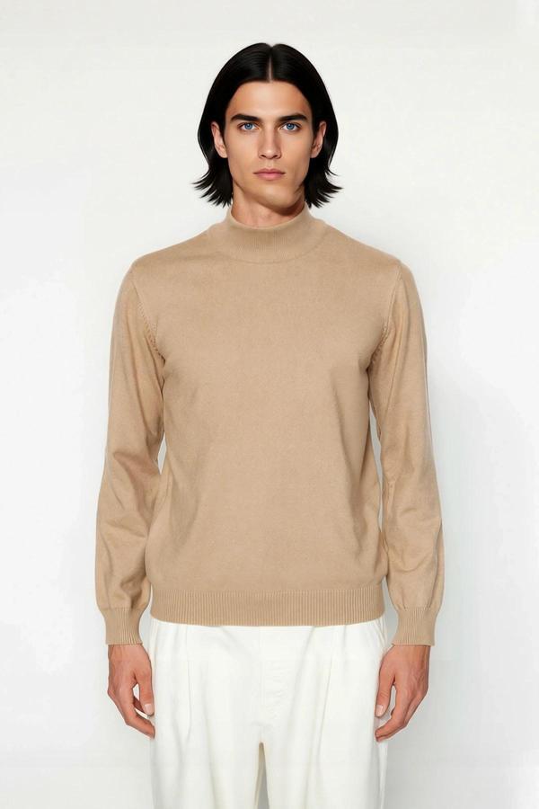 Soğuk Havaların Vazgeçilmezi Erkek Regular Fit Triko Kazak Dik Yaka Konforlu Düz Tasarım Kaliteli - Image 1