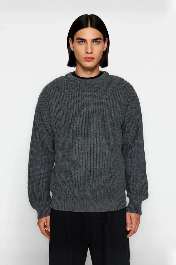 Soğuk Kış Günleri İçin Erkek Oversize Kalıp Bisiklet Yaka Rahat Triko Kazak Basic Stil Kaliteli - Image 1