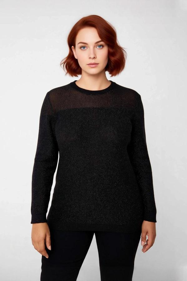 Kadın Fitilli Dokuma Fitted Kalıp Uzun Kol Bisiklet Yaka İnce Triko Kazak Modern Şıklık Sunar - Image 1