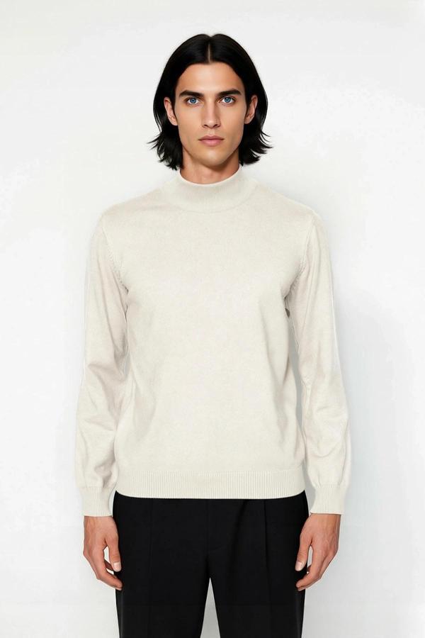 Soğuk Havaların Vazgeçilmezi Erkek Regular Fit Triko Kazak Dik Yaka Konforlu Düz Tasarım Kaliteli - Image 1