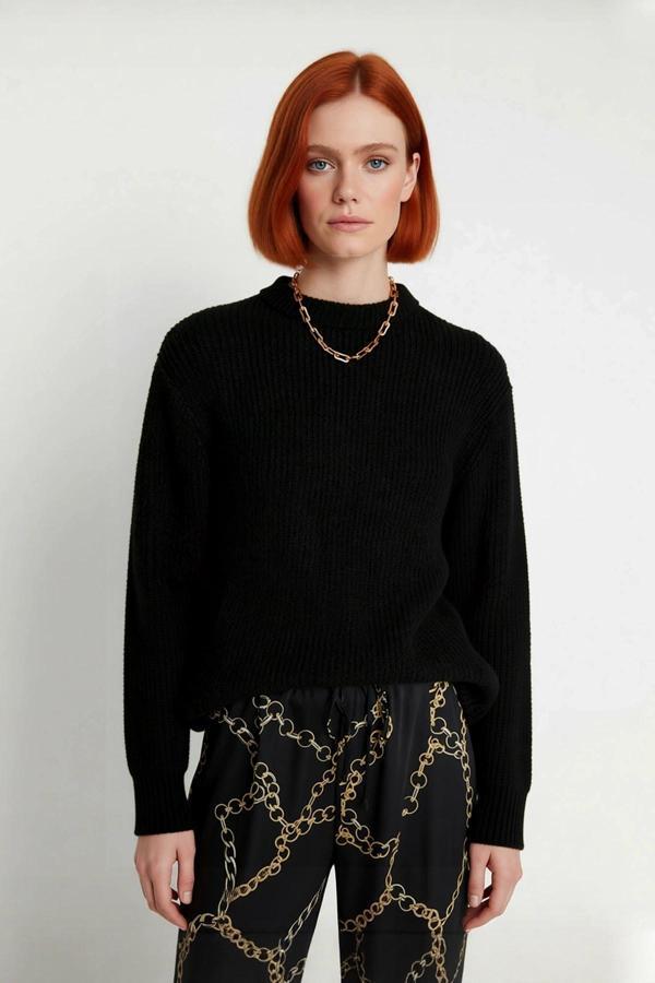 Kadın Basic Oversize Bisiklet Yaka Uzun Kol Triko Kazak Günlük Konforlu Şık Kışlık Giyim Kaliteli - Image 1