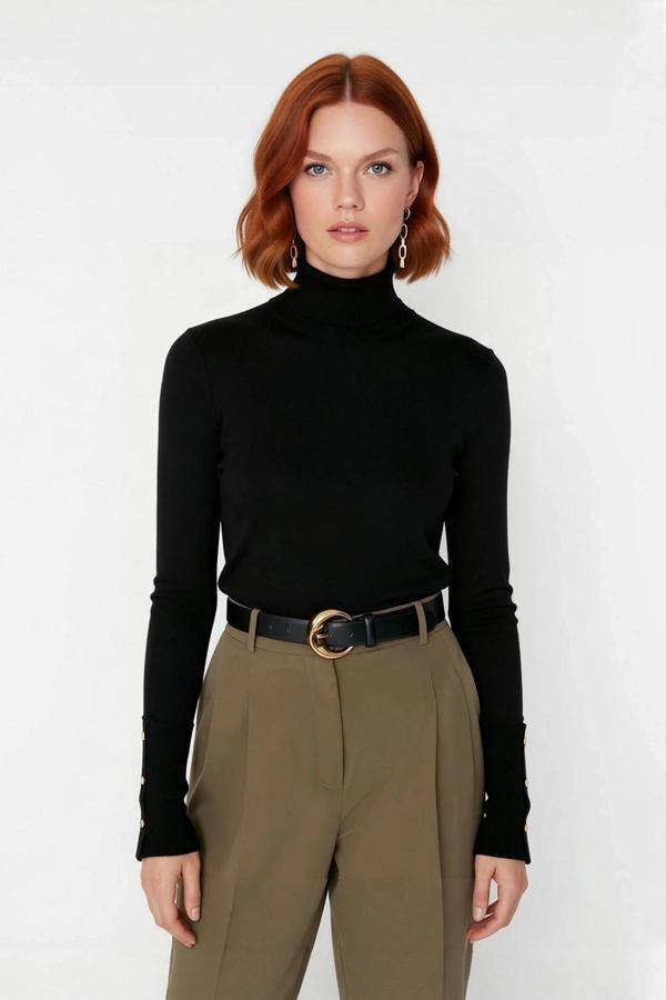 Kadın Basic Balıkçı Yaka Fitted Kesim Triko Kazak Rahat Şık İlkbahar Sonbahar Kombinleri Kaliteli - Image 1