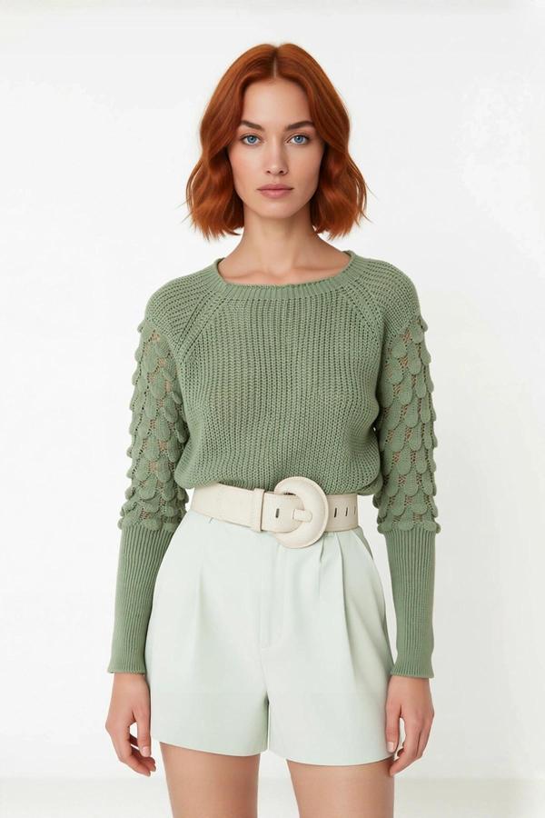 Kadın Konforlu Regular Kalıp Akrilik Dokulu Bisiklet Yaka Uzun Kollu Triko Bahar Kış Kazak - Image 1