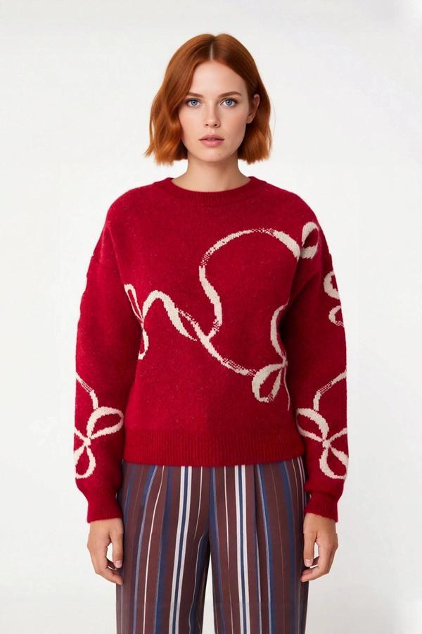 Kadınlar İçin Orta Kalınlıkta Kışlık Bisiklet Yaka Düşük Kol Regular Kalıp Triko Kazak Kaliteli - Image 1