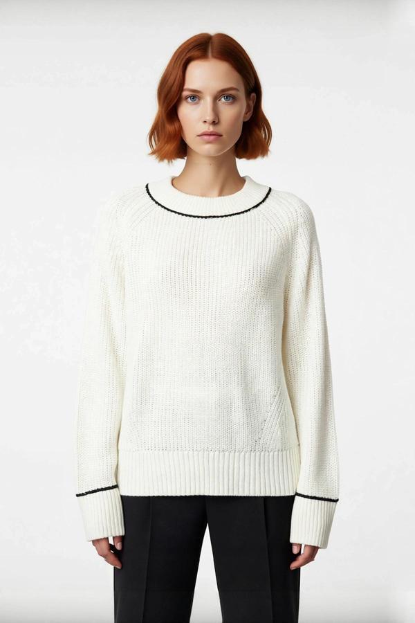 Kadın Geniş Kalıp Bisiklet Yaka Uzun Kol Triko Kazak Soğuk Havalarda Konforlu ve Şık Seçenek. - Image 1