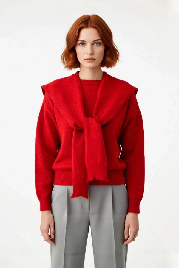 Kadın Kışlık Oversize Kalıp Düşük Kol Bisiklet Yaka Triko Kazak Günlük Şıklık Sunan Rahat Tasarım - Image 1