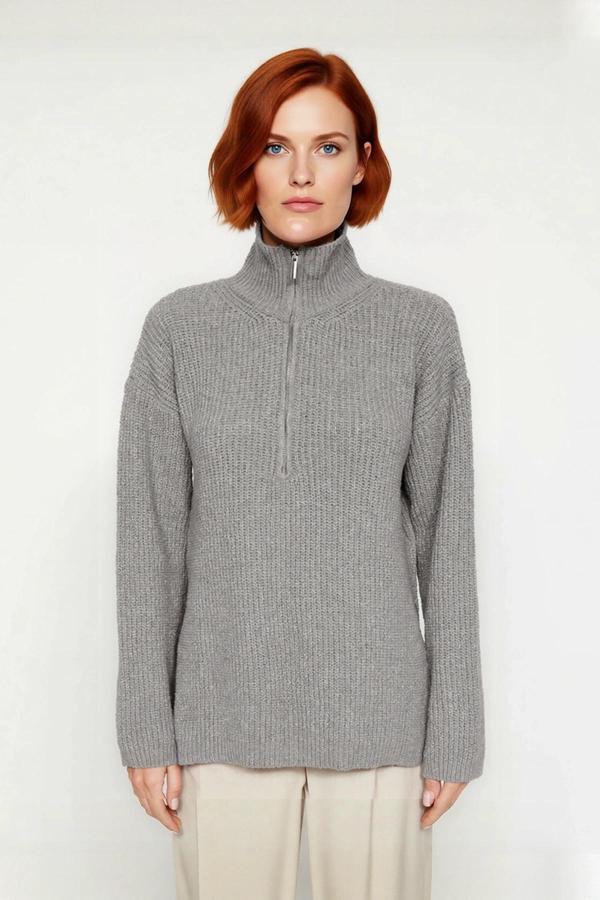 Kadın Basic Siluet Uzun Boy Düz Desen Rahat Kesim Kalın Triko Kazak Kış Kombinleri İçin Kaliteli - Image 1