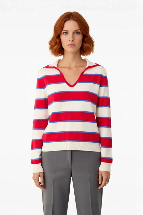 Modern Kadın Polo Yaka Triko Kazak Regular Kalıp İnce Dokusuyla Sonbahar Kış Stiline Yeni Bir Hava - Image 1