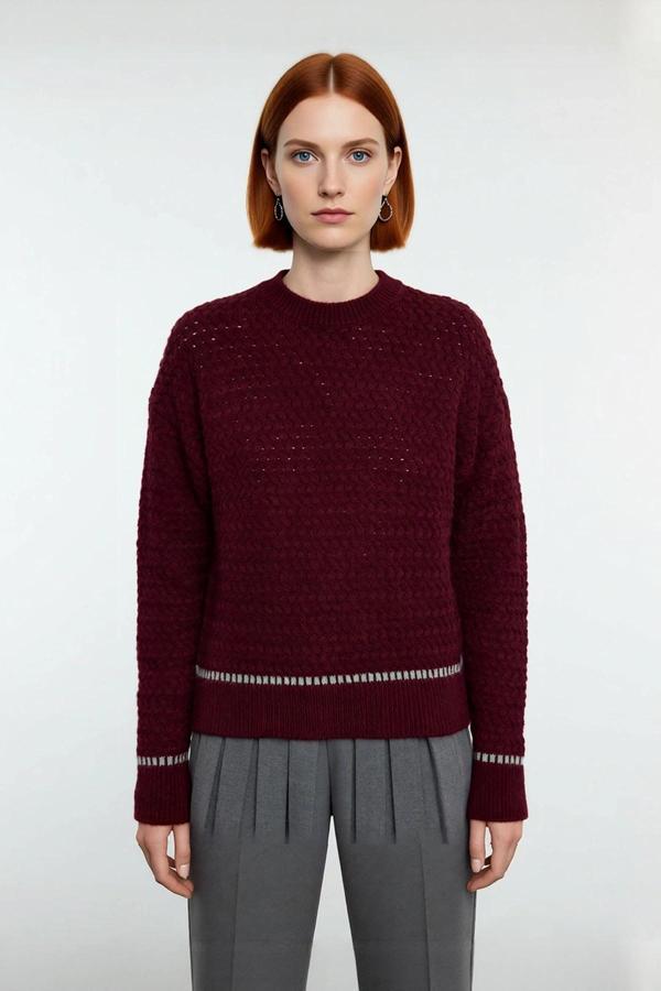 Kadın Oversize Rahat Kesim Dokulu Triko Kazak Soğuk Havalarda Şık Ve Konforlu Günlük Stil Kaliteli - Image 1