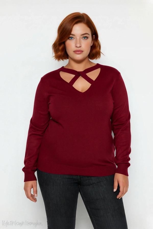 Kadın Triko Kazak V Yaka Kesik Detaylı Standart Kol Regular Kalıp Basic Günlük Giyim İçin İdeal - Image 1