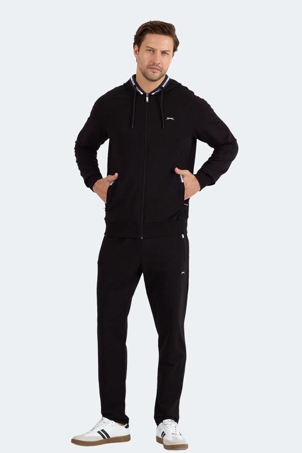 Slazenger FENDER Erkek Kapüşonlu Fermuarlı Siyah Eşofman Takımı - Image 1