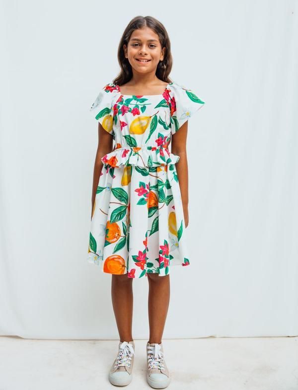 Limon Desenli Kız Çocuk Elbise - Image 1