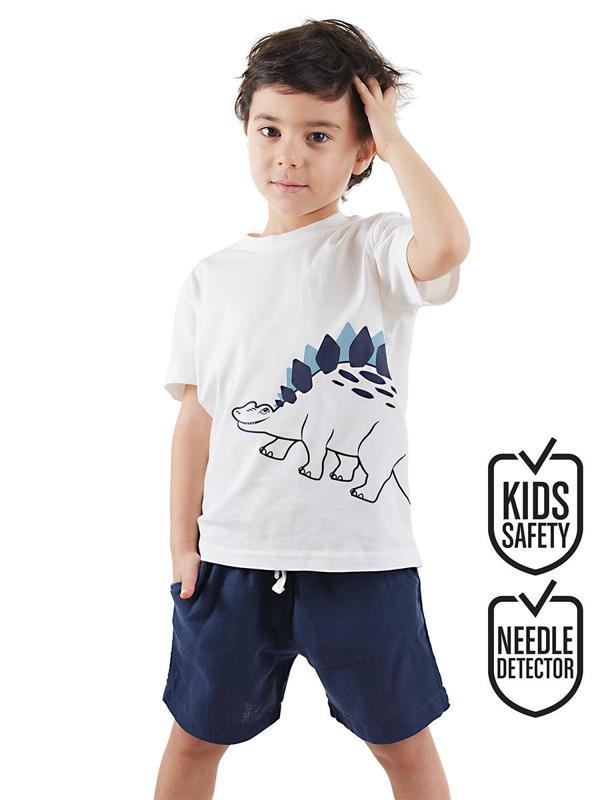 Dinozor Erkek Çocuk T-shirt Müslin Şort Takım - Image 1