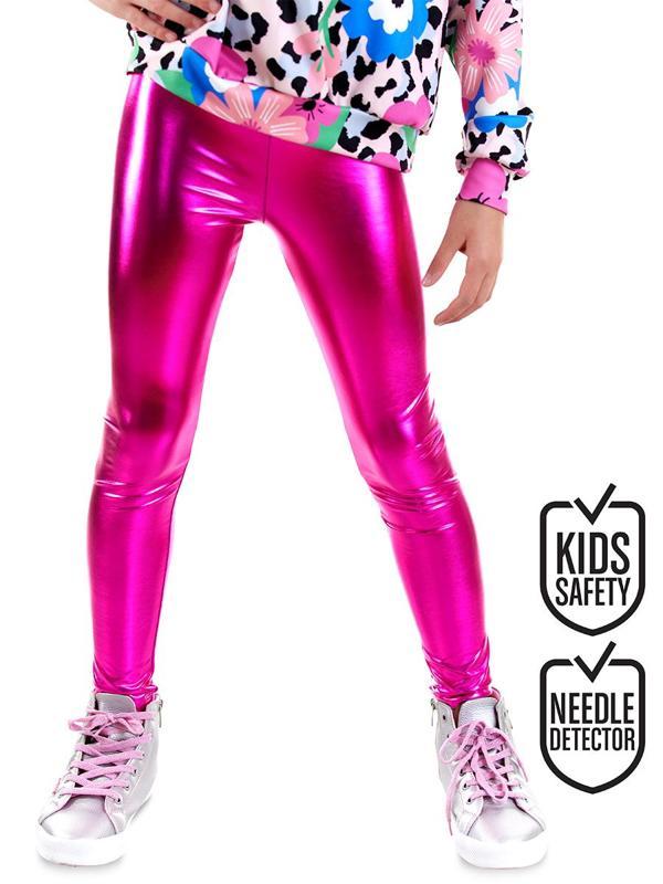 Kız Çocuk Koyu Pembe Metalik Parlak Tayt - Image 1