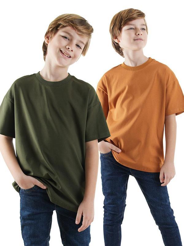 Erkek Çocuk Basic Oversize 2'li Paket T-shirt - Image 1