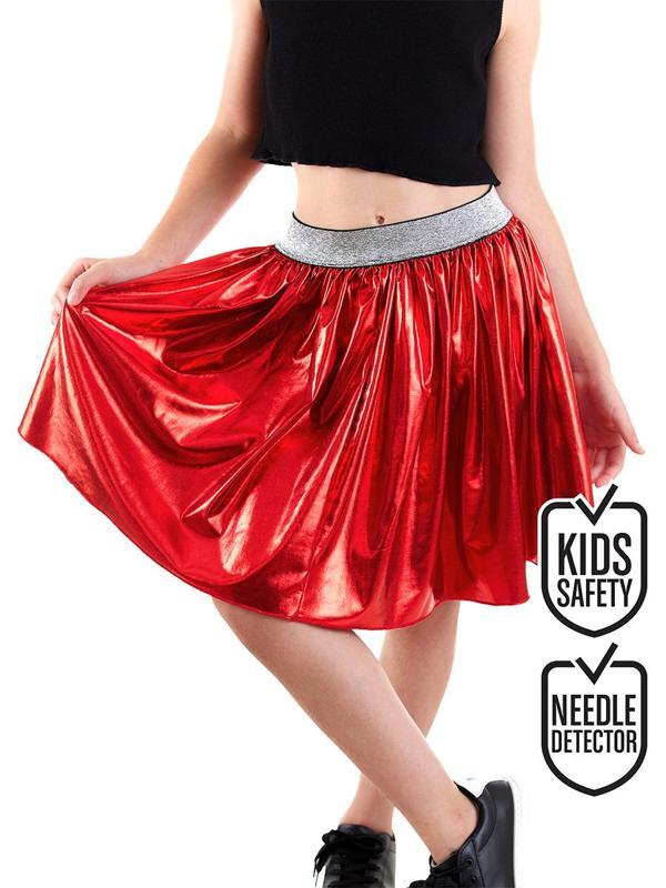 Kız Çocuk Kırmızı Metalik Parlak Etek - Image 1