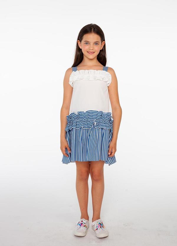 Askılı Marin Pamuklu Kız Çocuk Elbise - Image 1