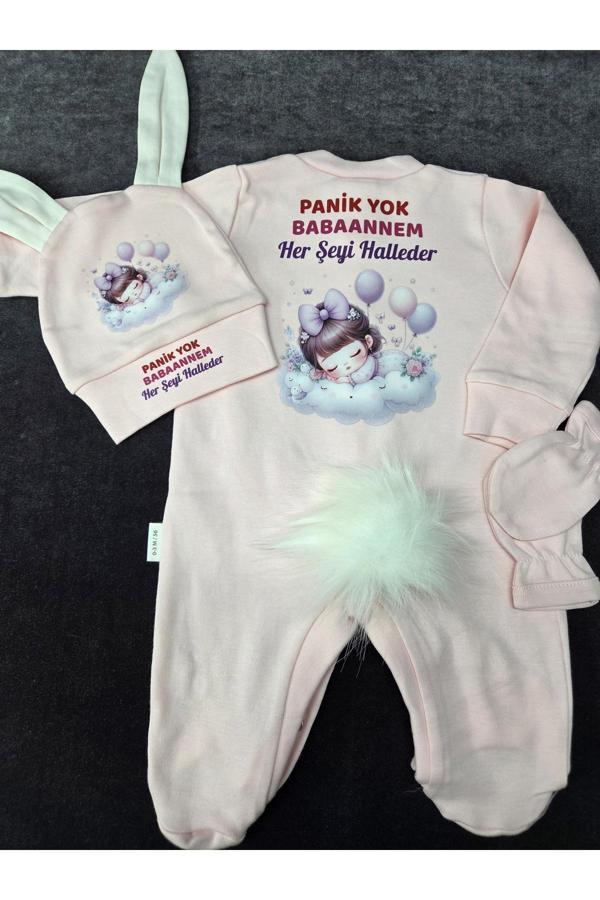 Lupi Babaanne Yazılı Tavşanlı Bebek Tulum - Image 1