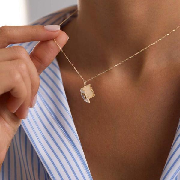 Sevimli Kapaklı Kalp Kolye Taşlı 10.1 mm 45 cm - Image 1