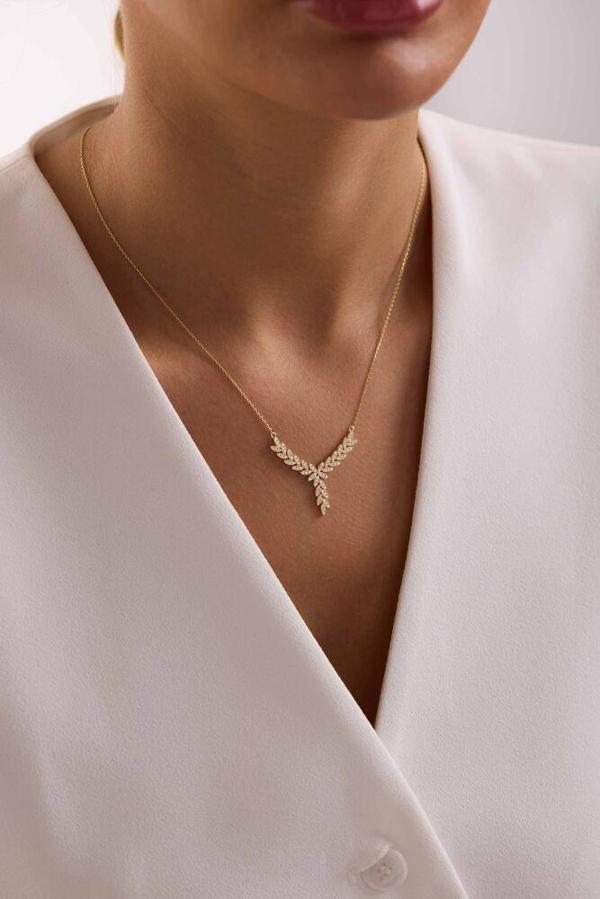 Sarı Altın Kolye Sarmaşık Form NEW - Image 1