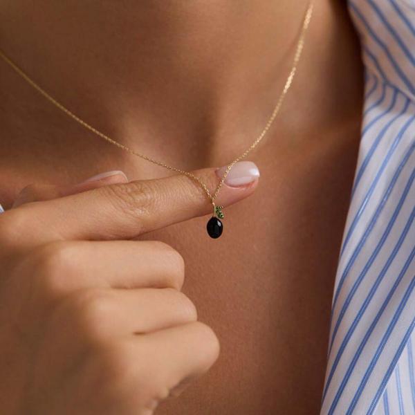 Siyah Zeytin Altın Kolye 1,20 cm  - Image 1