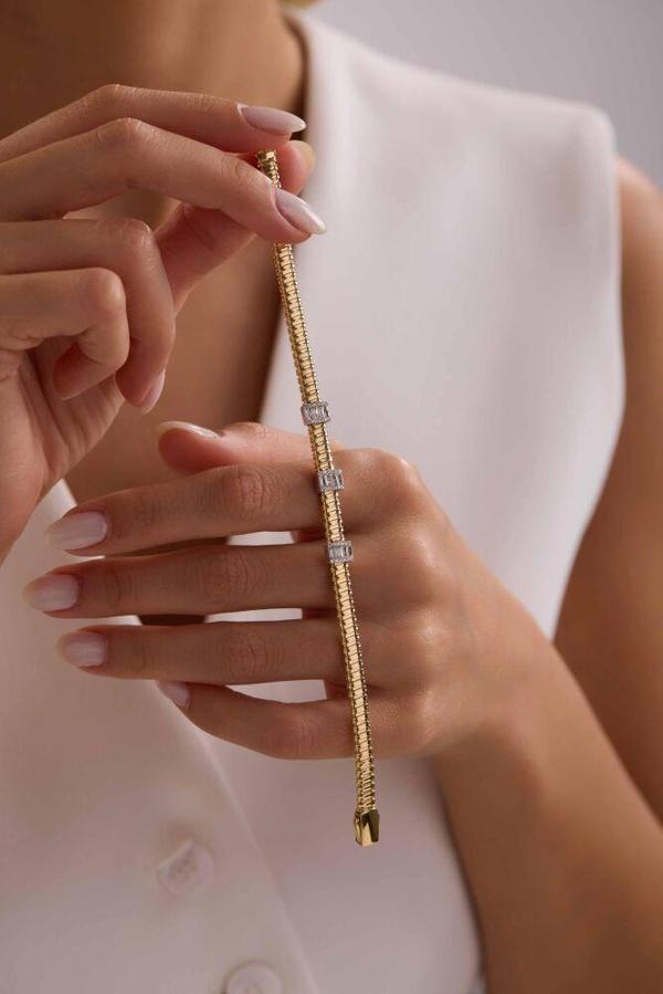 İtaly Model Özel Tasarım Altın Baget Bileklik 18 cm - 5 mm - Image 1