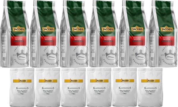 Jacobs Medium Çekirdek Kahve 1KG (Espresso Beans) & Kaffeeplus Süt Tozu 1KG (Karma 12 Li Set) - Image 1