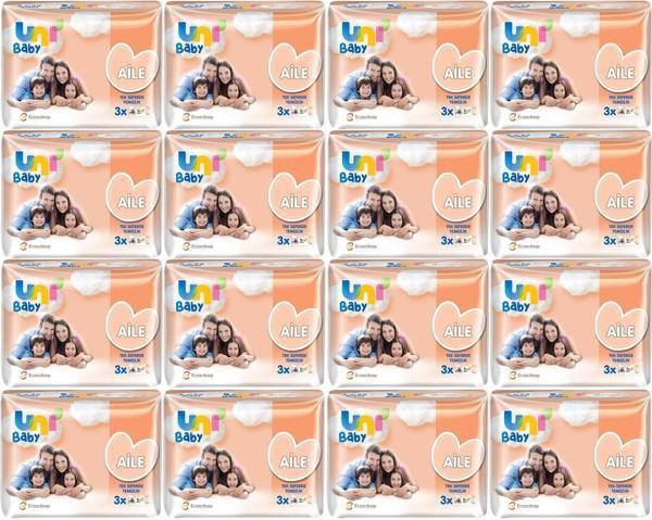 Uni Baby Islak Havlu Mendil Aile 52 Yaprak (48 Li Set) 2496 Yaprak (16PK*3) - Image 1