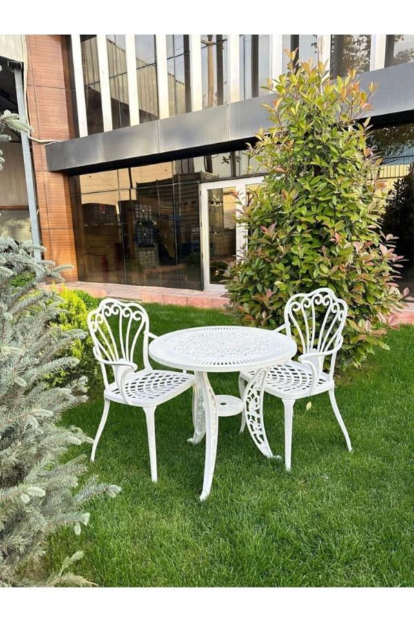 İvf İstanbul Model Ferforje Görünümlü Plastik Yuvarlak Masa Ve Sandalye Takım 2 Sandalye 1 Masa - Image 1