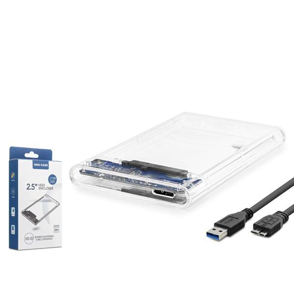 Hadron HDX1760 SATA3 2.5" USB 3.0 Kablolu Plastik Kasa HDD/SSD Kutusu - Şeffaf - Image 1