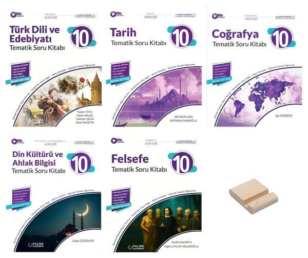 10. Sınıf Joket Edebiyat Tarih Coğrafya Felsefe Din Tematik Soru Bankası 5li Set + Telefon Standı - Palme Yayınları - Image 1