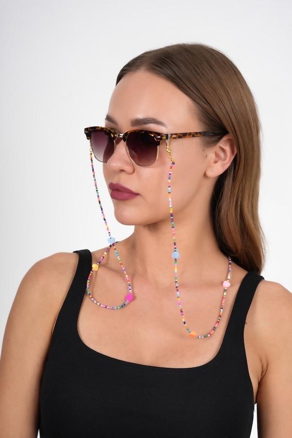 Fimo Kalpli Kum Boncuk Gözlük Zinciri - Kolye - Bileklik - Image 1