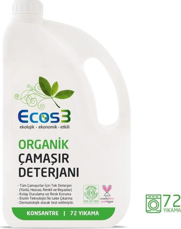 Ecos3 Organik Konsantre Çamaşır Deterjanı 2500 ml ( 72 Yıkama) - Image 1