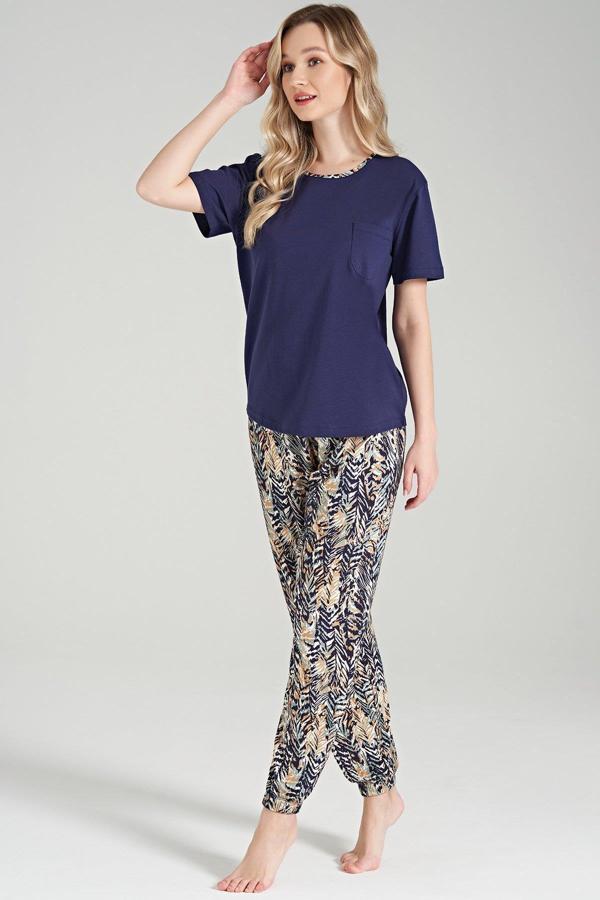 Pijadore 1656 Kadın Yuvarlak Yaka Kısa Kol Pijama Takım - Image 1