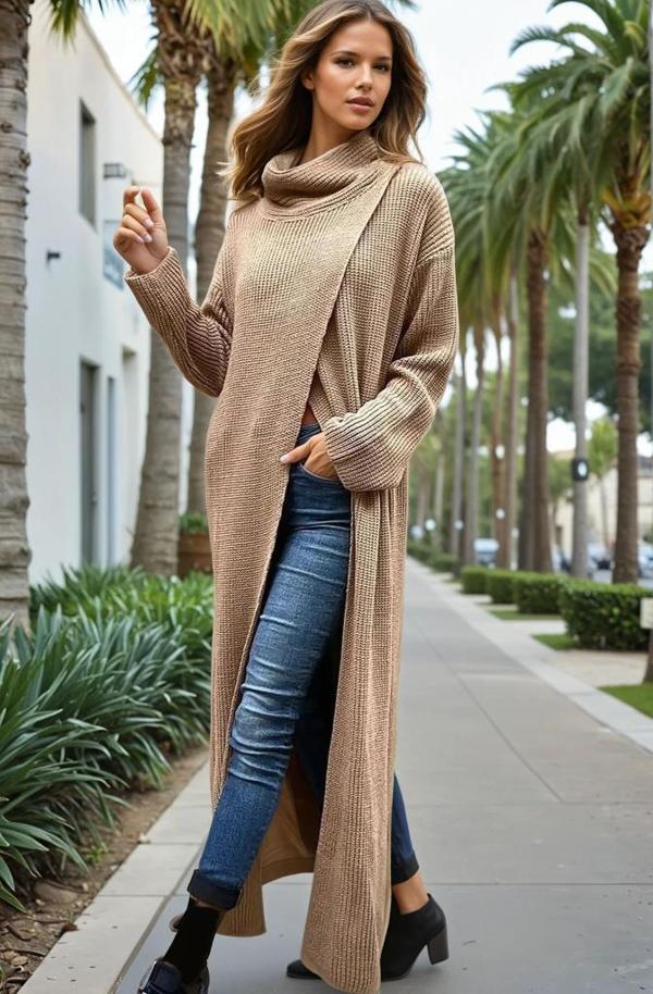 Kadın Tarz Tasarım Triko  Panço Elbise CCK9507380 - Image 1