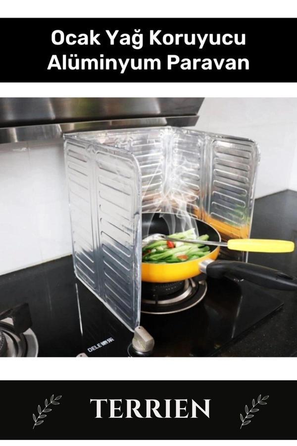 Özel Üretim Katlanabilir Isıya Dayanıklı Paslanmaz Kızartma Pişirme Yağ Koruyucu Alüminyum Paravan - Image 1