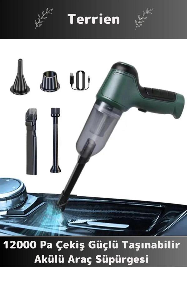 Premium 12000Pa Çekiş 2000mAh Pil Otomatik Aydınlatma Taşınabilir Akülü Araç Süpürgesi - Image 1