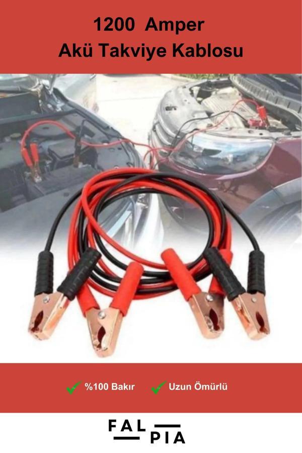 Premium Seri %100 Bakır Kalın Kablo 1200 Amper Güçlü Araç Oto Akü Takviye Hızlı Şarj Kablosu 1 Adet - Image 1