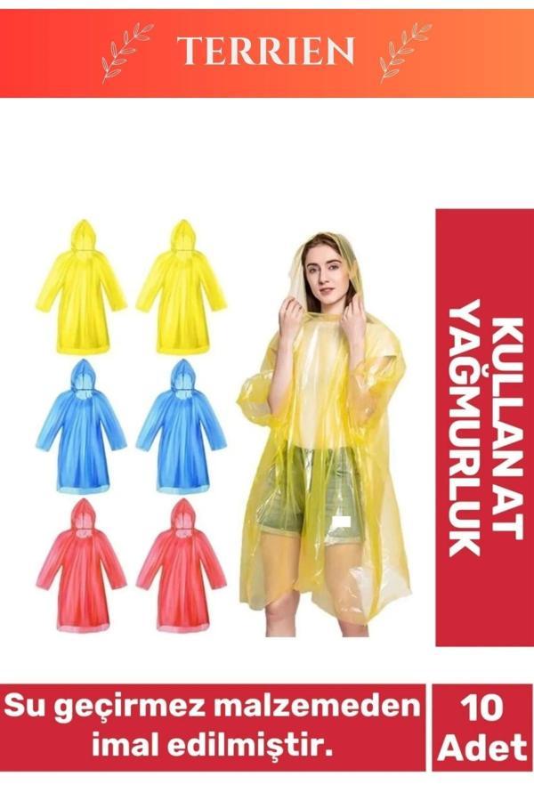 Özel Üretim Kullan At Su Geçirmez Sızdırmaz 0,2mm Kalınlık Tek Kullanımlık 10 Adet Yağmurluk - Image 1