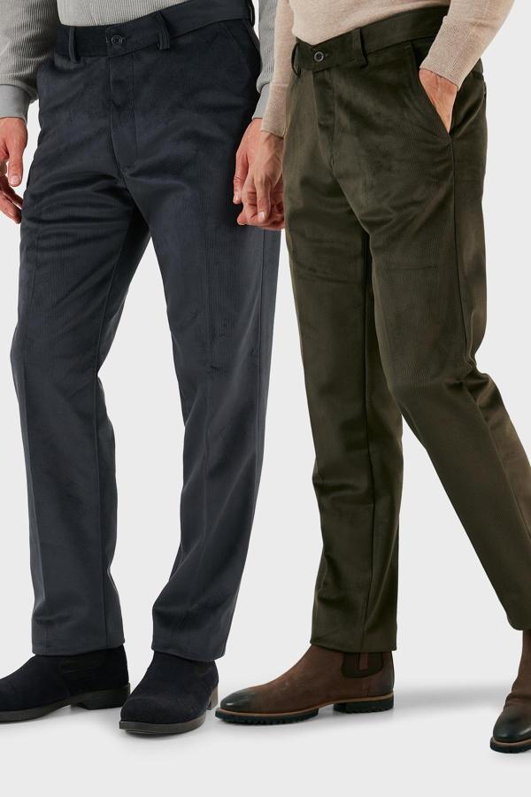 Buratti Normal Bel Regular Fit Düz Paça 2'li Paket Erkek Kadife Pantolon 645MERLINS2 ANTRASİT-HAKİ - Image 1