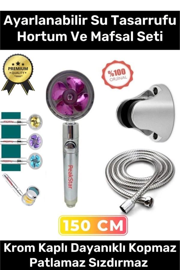 Sağlam Kopmaz Paslanmaz Turbo Duş Başlığı Basınçlı Ayarlanabilir Su Tasarrufu Hortum Mafsal Seti - Image 1