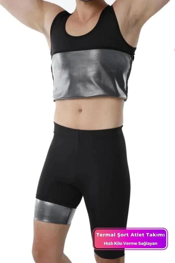 Seri Terleme Hızlandırıcı Rahat Şık Destekleyici Termal Sauna Şort Atlet Takım - Image 1