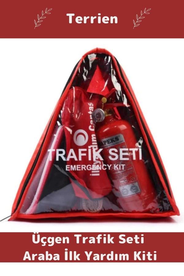 TSE Belgeli Tüvtürk Uyumlu Üçgen Trafik Seti Bez Çantalı Karayollarına Uygun Araba Ilk Yardım Üçgen - Image 1