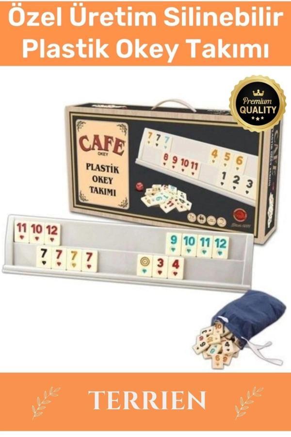 Premium Antibakteriyel Kir Tutmayan Çizilmeye Dayanıklı Silinebilir Plastik Kahveci Kafe Okey Takımı - Image 1