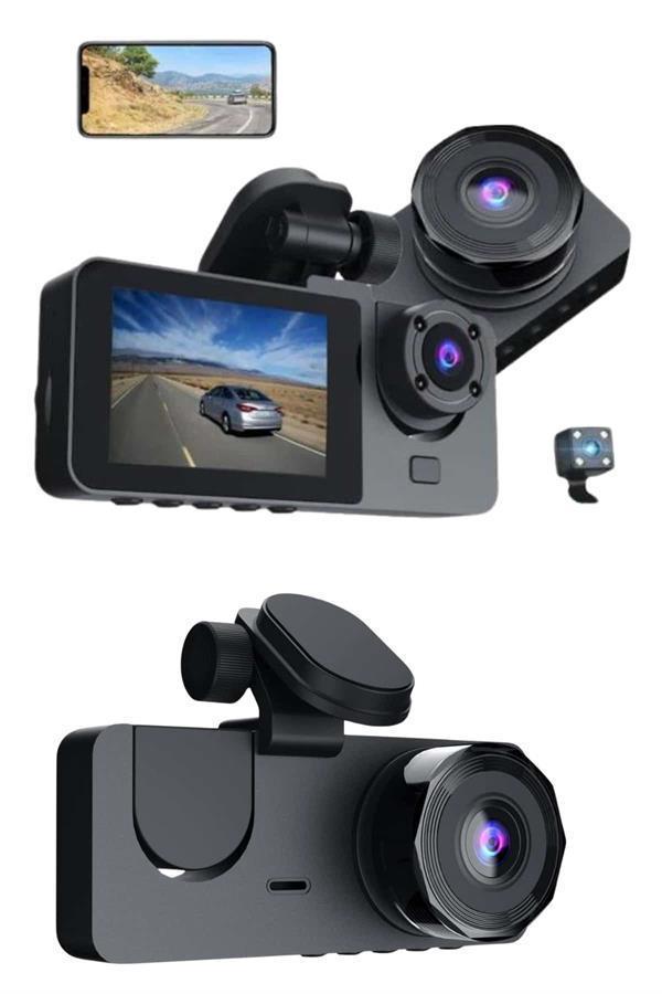 3 Kameralı 2 İnç 1080P Araç İçi Kamera Sürüş Kamerası CarPlay - Image 1